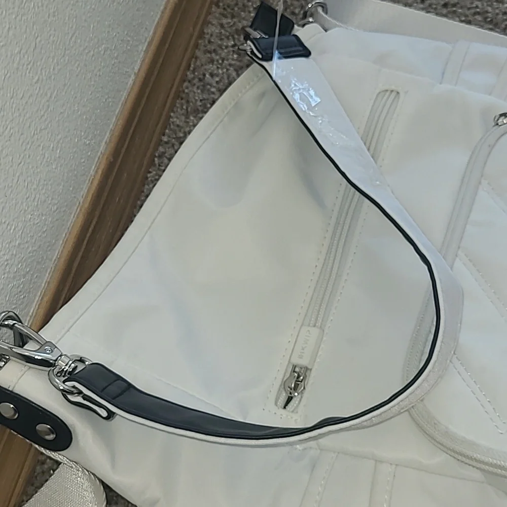 IHKWIP Bag White and Black Shoulder Bag with Adjustable Strap